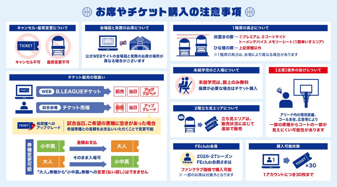 お席やチケット購入の注意事項